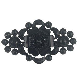 Antique Victorian Mourning Pin Brooch With Black Jet Glass Beads Victorian mourn